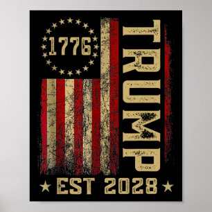 Trump 2028 Vote Donald Trump America Us Flagga Vin Poster