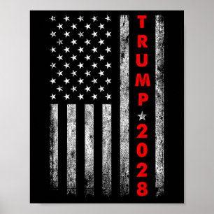 Trump 2028 Vote Donald Trump America Us Flagga Vin Poster
