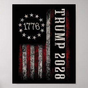 Trump 2028 Vote Donald Trump America Us Flagga Vin Poster