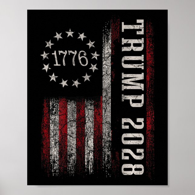 Trump 2028 Vote Donald Trump America Us Flagga Vin Poster (Framsidan)