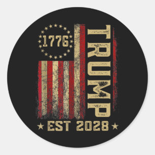Trump 2028 Vote Donald Trump America Us Flagga Vin Runt Klistermärke