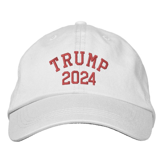 TRUMP 202 WHITE CAP (röd utskrift) Broderad Keps (Framsida)