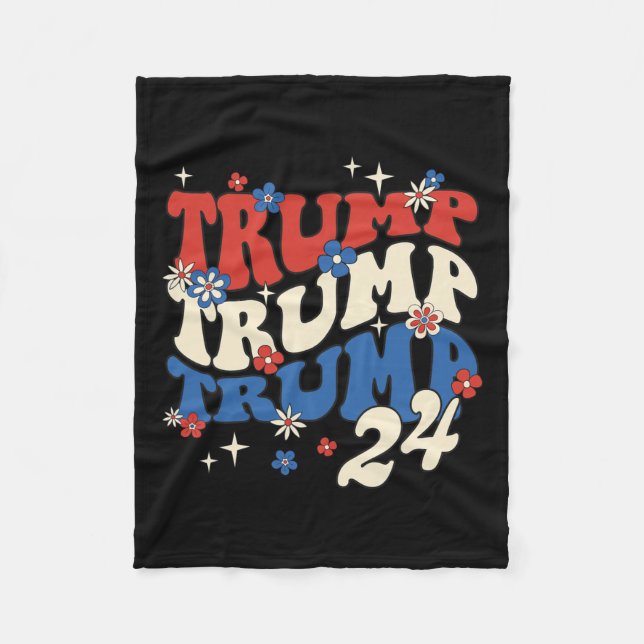 Trump 24 2024 Groovy Retro Fleecefilt (Framsidan)