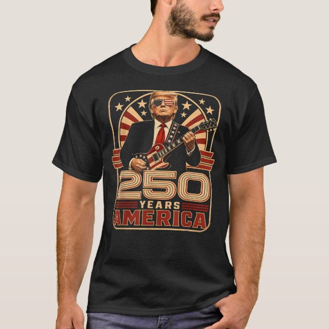 Trump 250 år Amerika Gitarr T Shirt (Framsida)