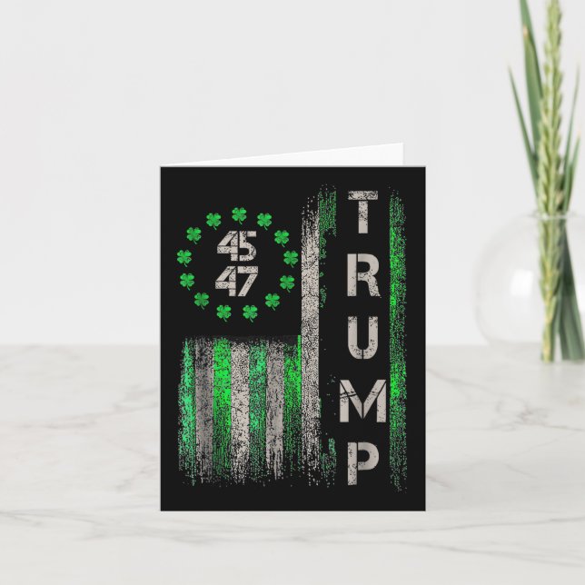 Trump 45 47 American Flagga St. Patricks Day Kort (Framsida)