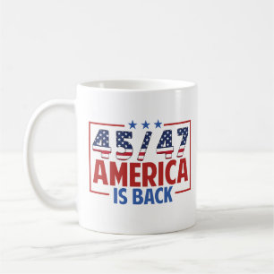 Trump 45-47 Amerika är tillbaka Kaffemugg