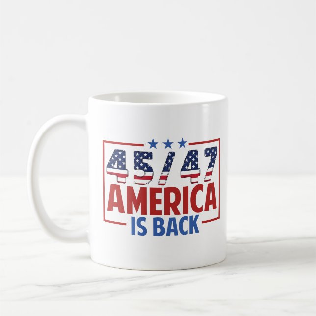 Trump 45-47 Amerika är tillbaka Kaffemugg (Vänster)