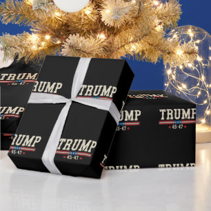 Trump 45 47 Amerikansk USA Flagga Retro Vintage Presentpapper