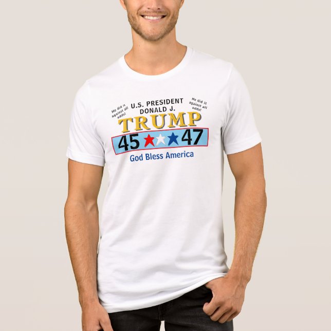 Trump 45 47 Invigning 2025 Rött vitt blått T Shirt (Framsida)