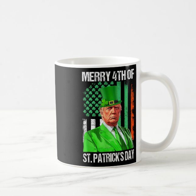 Trump 45 47 Leprechaun Hat Merry 4th of St Patrick Kaffemugg (Höger)