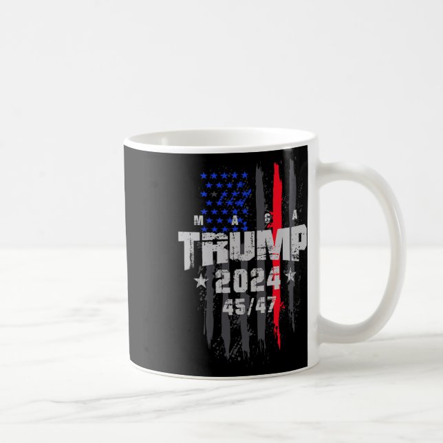 Trump 45-47 Mega USA-flagga 2025 Presidentval Kaffemugg (Höger)