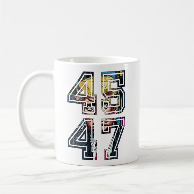 Trump 45 47 | Pop Art | Amerikansk president Kaffemugg (Vänster)