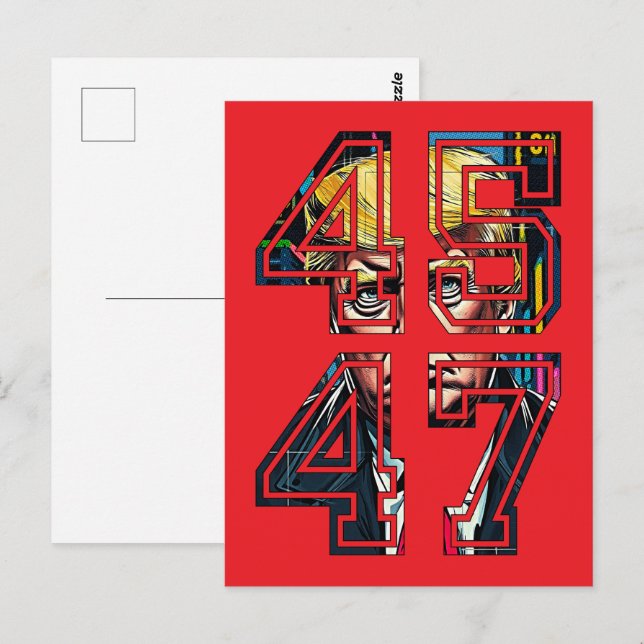Trump 45 47 | Pop Art | Amerikansk president Vykort (Fram/baksida)