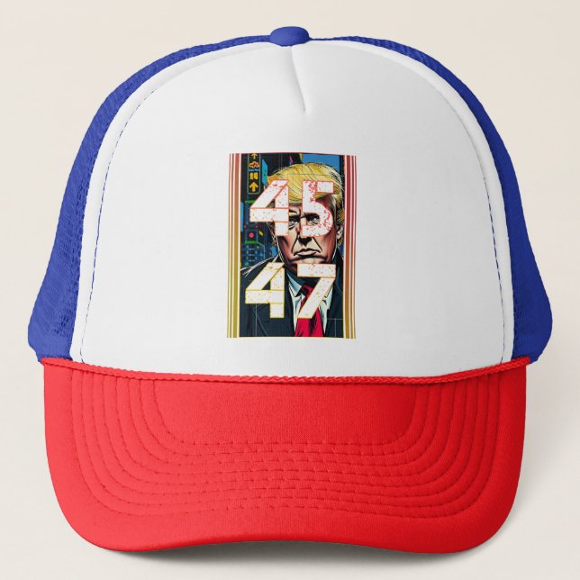 Trump 45 47 Pop Art Porträtt Keps (Framsida)