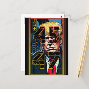 Trump 45 47 Pop Art Porträtt Vykort