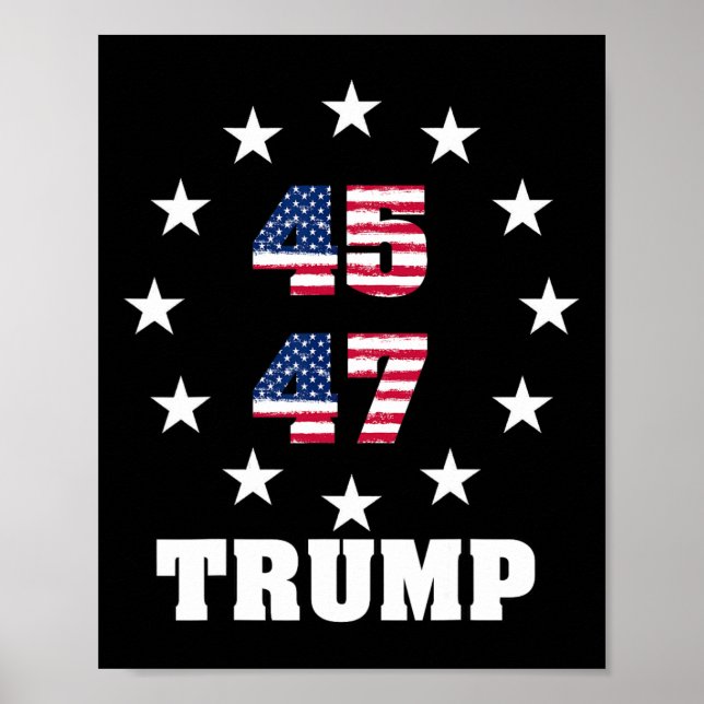 Trump 45 47 President USA flagga 2024 2025 Winner Poster (Framsidan)