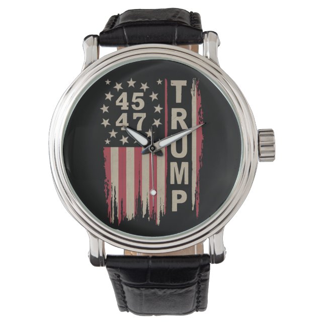 Trump 45 47 Retro Amerika USA Flagga Armbandsur (Framsida)