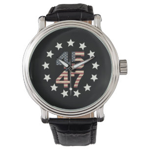 Trump 45 47 stjärnor Vintage USA amerikansk flagga Armbandsur