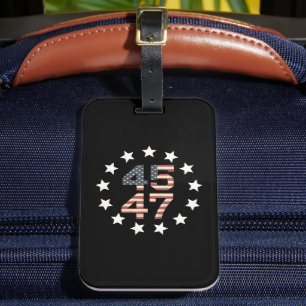 Trump 45 47 Stjärnor Vintage USA Amerikansk Flagga Bagagebricka