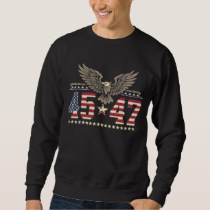 Trump 45 47 Vintage Amerikansk USA Örn Flagga Lång Ärmad Tröja