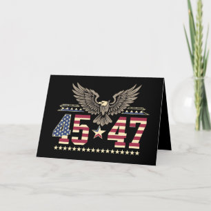 Trump 45 47 Vintage Amerikansk USA Örn Flagga Tack Kort