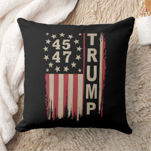 Trump 45 47 Vintage Retro America USA flagga Kudde