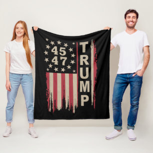 Trump 45 47 Vintage Retro Amerika USA Flagga Fleecefilt