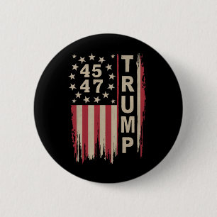 Trump 45 47 Vintage Retro Amerika USA Flagga Knapp