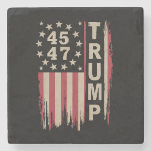 Trump 45 47 Vintage Retro Amerika USA Flagga Stenunderlägg