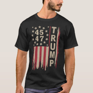 Trump 45 47 Vintage Retro Amerika USA Flagga T Shirt