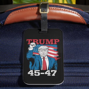 Trump 45 47 Vintage Retro USA Amerikansk Flagga Bagagebricka