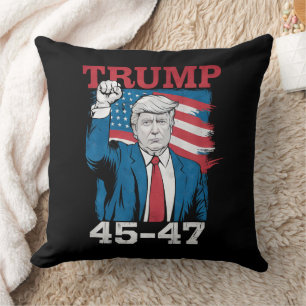 Trump 45 47 Vintage Retro USA Amerikansk Flagga Kudde