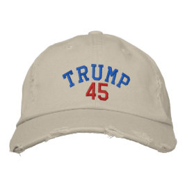 TRUMP 45 Distress Chino Twill Cap - Stone Broderad Keps