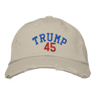 TRUMP 45 Distress Chino Twill Cap - Stone Broderad Keps