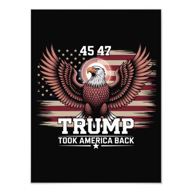 Trump 45:e 47:e presidentflagga 2025 Örn Amerika  Fototryck (Framsidan)
