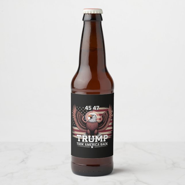 Trump 45:e presidenten Flagga 2025 Eagle America Ölflaska Etikett (Framsida)