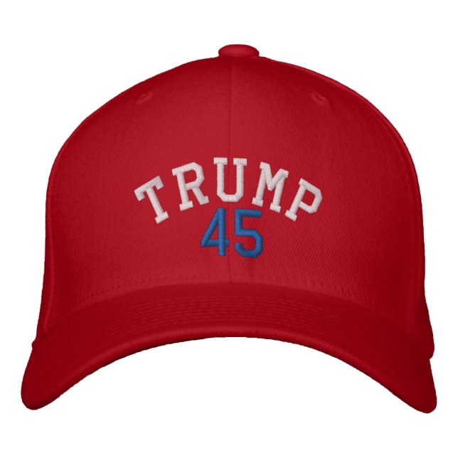 TRUMP 45 Flex-it Cap (röd) Broderad Keps (Framsida)