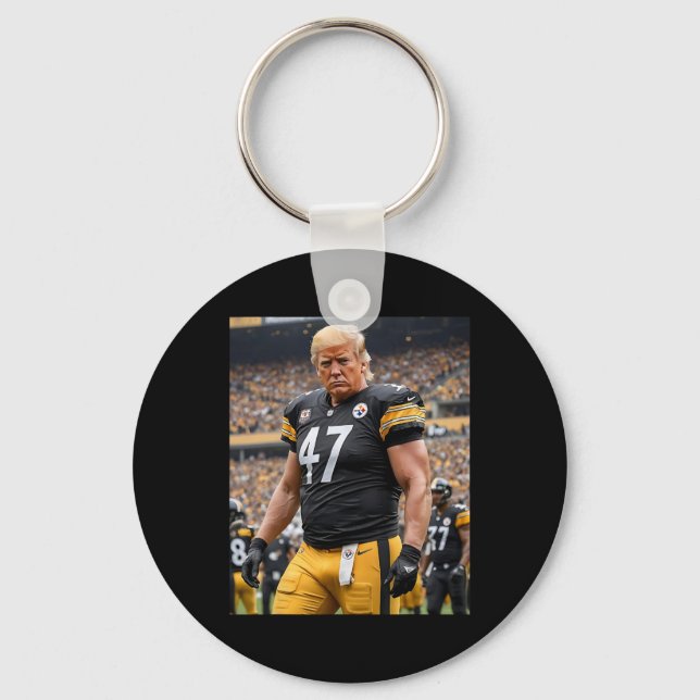 Trump 47 Fittsburgh Footbyll Player Funny Nyckelring (Framsida)