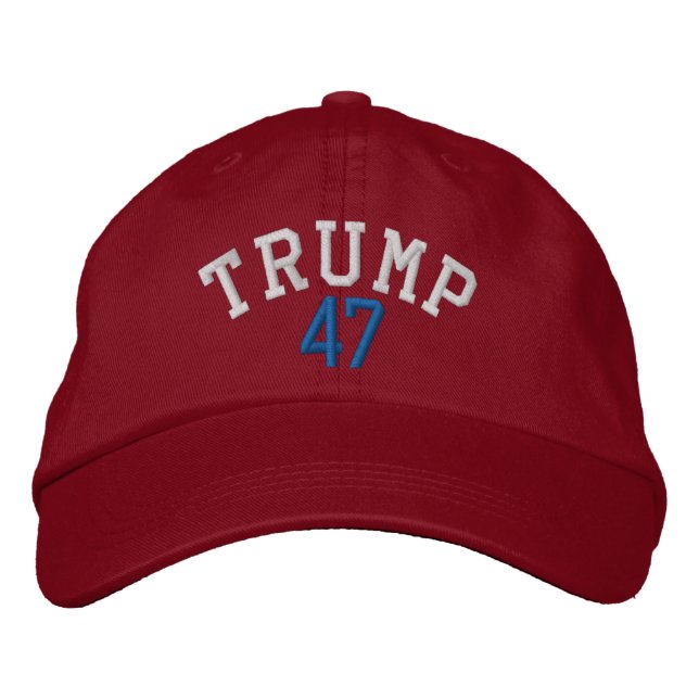 TRUMP 47 Flex-it Cap (röd) Broderad Keps (Framsida)
