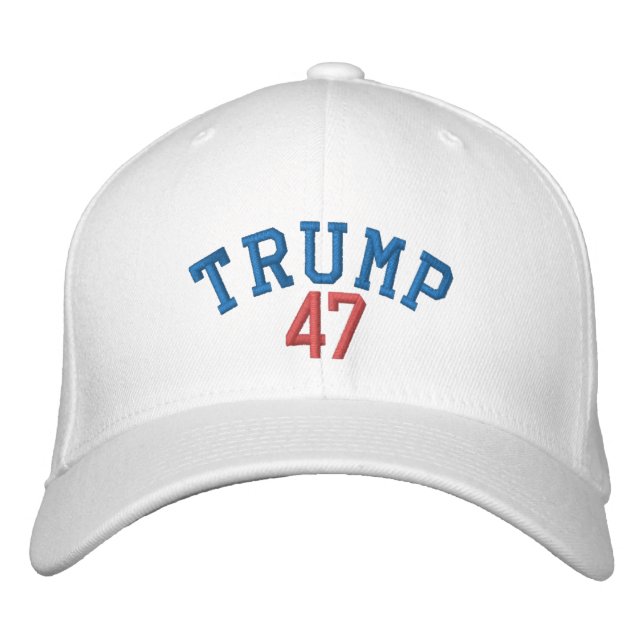 TRUMP 47 FLEXFIT WOOL CAP - WHITE BRODERAD KEPS (Framsida)