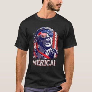 Trump 4:e juli Merica Manar Women USA American Fl T Shirt