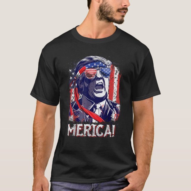 Trump 4:e juli Merica Manar Women USA American Fl T Shirt (Framsida)