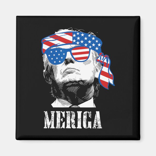Trump 4:e juli USA Amerikanska Flagga Funny Magnet (Framsidan)