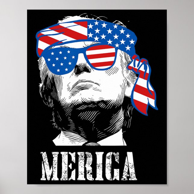 Trump 4:e juli USA Amerikanska Flagga Funny Poster (Framsidan)
