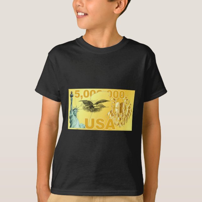 Trump 5 miljoner dollar förmögen migrant amerikan  t shirt (Framsida)