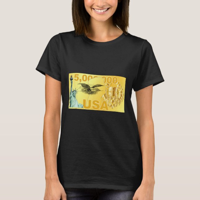 Trump 5 miljoner dollar förmögen migrant amerikans t shirt (Framsida)