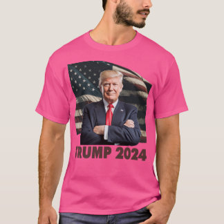 Trump 6 Med Flagga Lång T Shirt