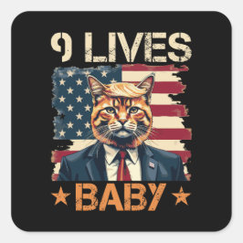 Trump 9 Lives Baby Fyrkantigt Klistermärke