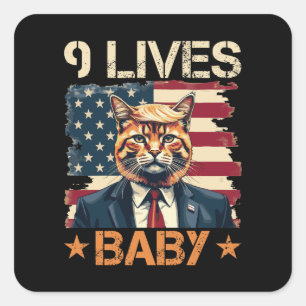 Trump 9 Lives Baby Fyrkantigt Klistermärke