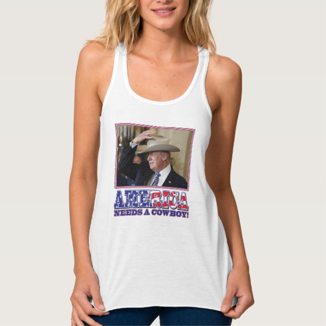 TRUMP-AMERICA-COWBOY LINNE MED RACERBACK  (Framsida)